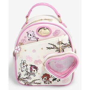 NEW! Tokidoki Unicorno Cherry Blossom‎ Mini Backpack with Clear Pouch Keychain